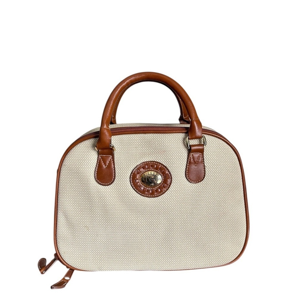 Canvas & Faux Leather Satchel Bag
